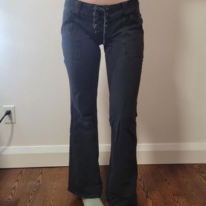 J Lo Black Lace-Up Jeans Size 9